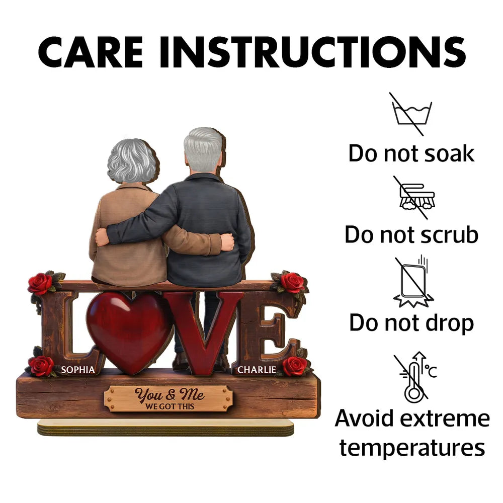 Personalized Couple Figurine for Seniors with Love Sign - Anniversary Gift Plaque MagicInPrints