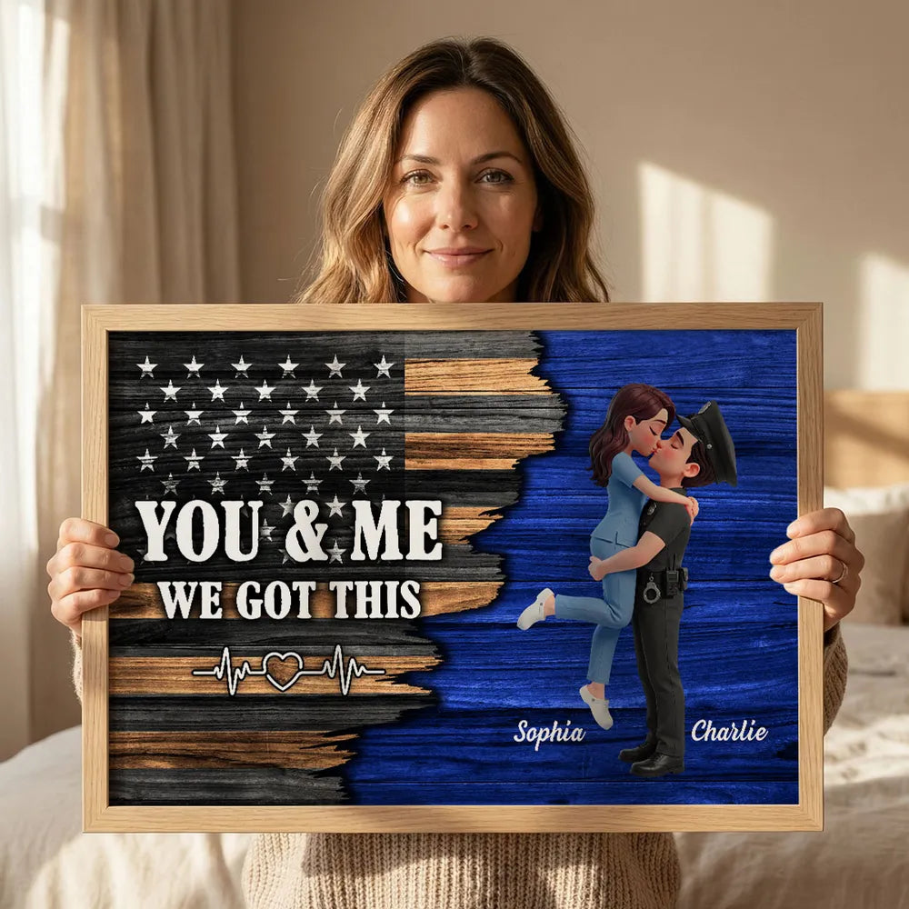 Personalized Couple Canvas Art for Police Officers - Romantic Home Decor Gift Poster or Canvas MagicInPrints