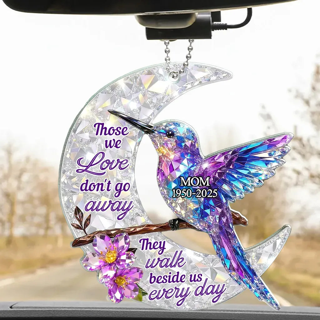 Personalized Memorial Car Ornament for Parents - Crystal Hummingbirds Car Hanger MagicInPrints