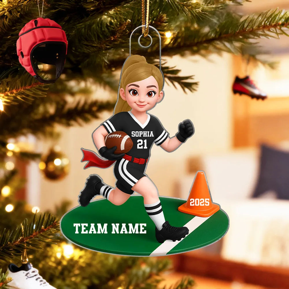 Personalized Football Player Ornament for Kids - Christmas Tree Decoration Ornament MagicInPrints