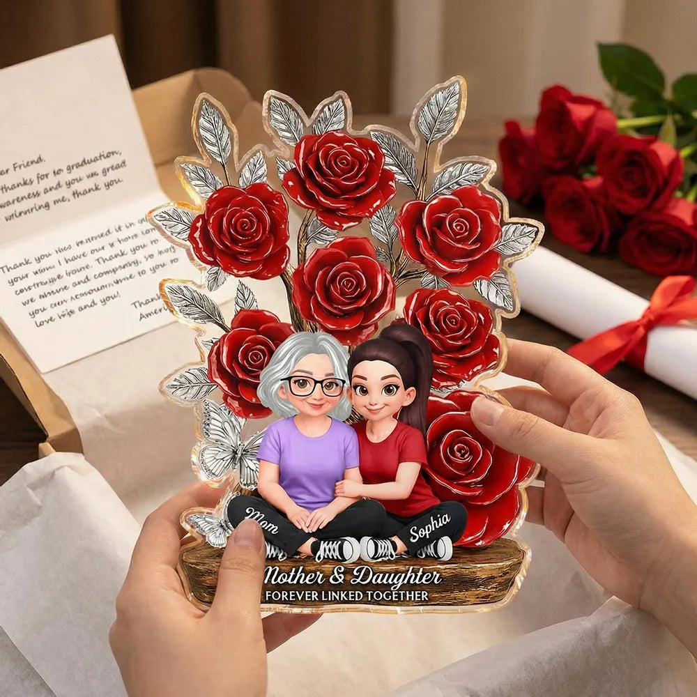 Personalized Mother & Daughter Figurine with Roses - Sentimental Gift for Mother's Day Plaque MagicInPrints