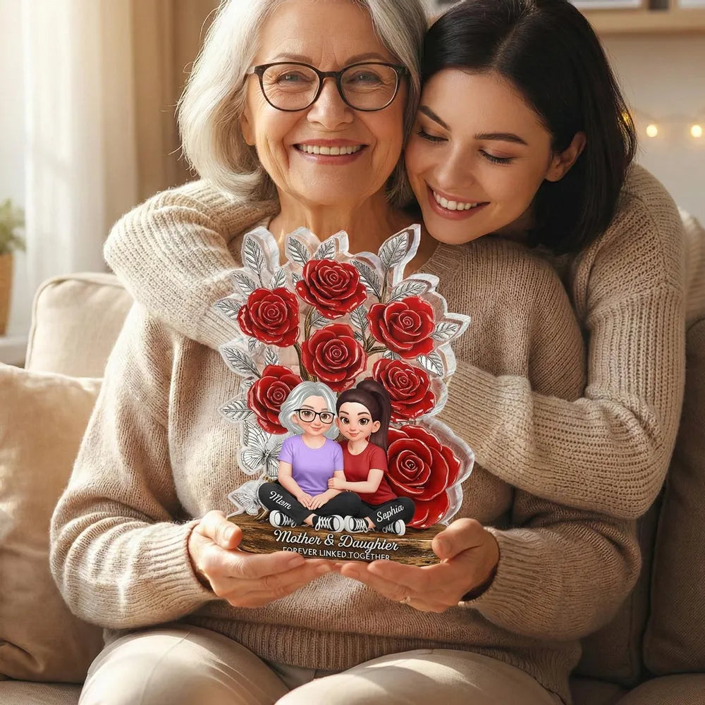 Personalized Mother & Daughter Figurine with Roses - Sentimental Gift for Mother's Day Plaque MagicInPrints
