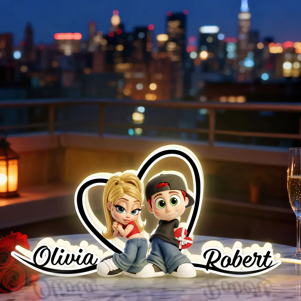 Personalized LED Night Light for Couples with Custom Names - Romantic Gift Plaque MagicInPrints