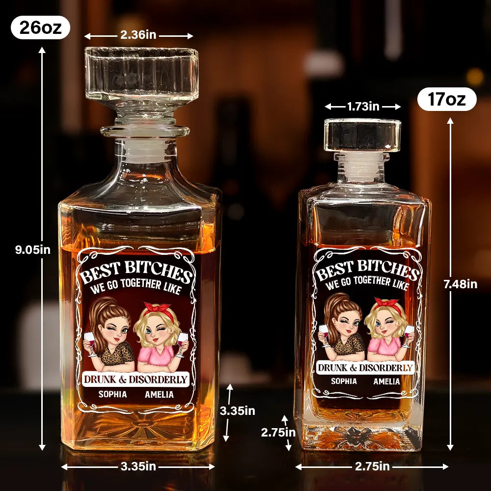 We Go Together Like Drunk And Disorderly – Personalized Square Whiskey Bottle – Gift for Best Friends Whiskey Bottle MagicInPrints