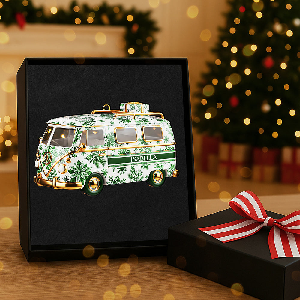 Personalized Gifts For Christmas, Camper Van Toile de Jouy Custom Shape Acrylic Ornament Ornament MagicInPrints