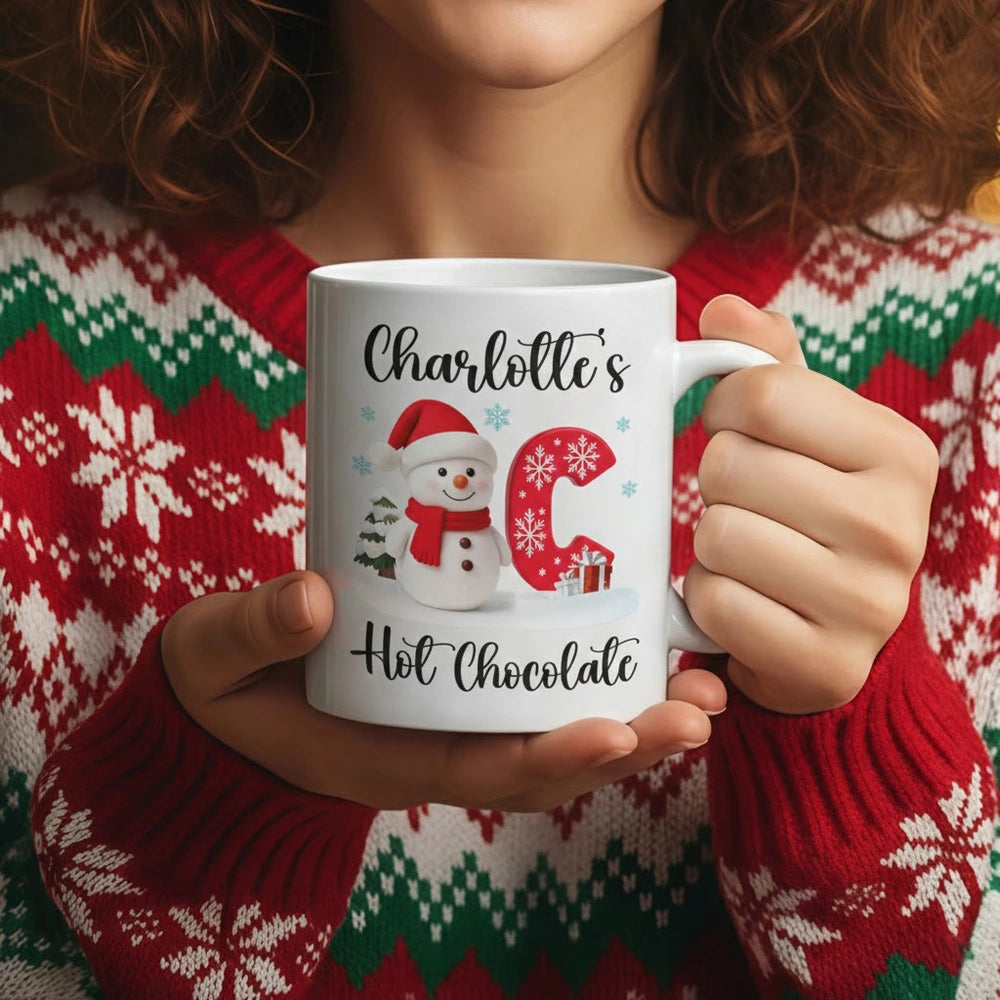 Personalized Christmas Mug for Kids with Snowman Design - Holiday Hot Chocolate Gift Cup MagicInPrints