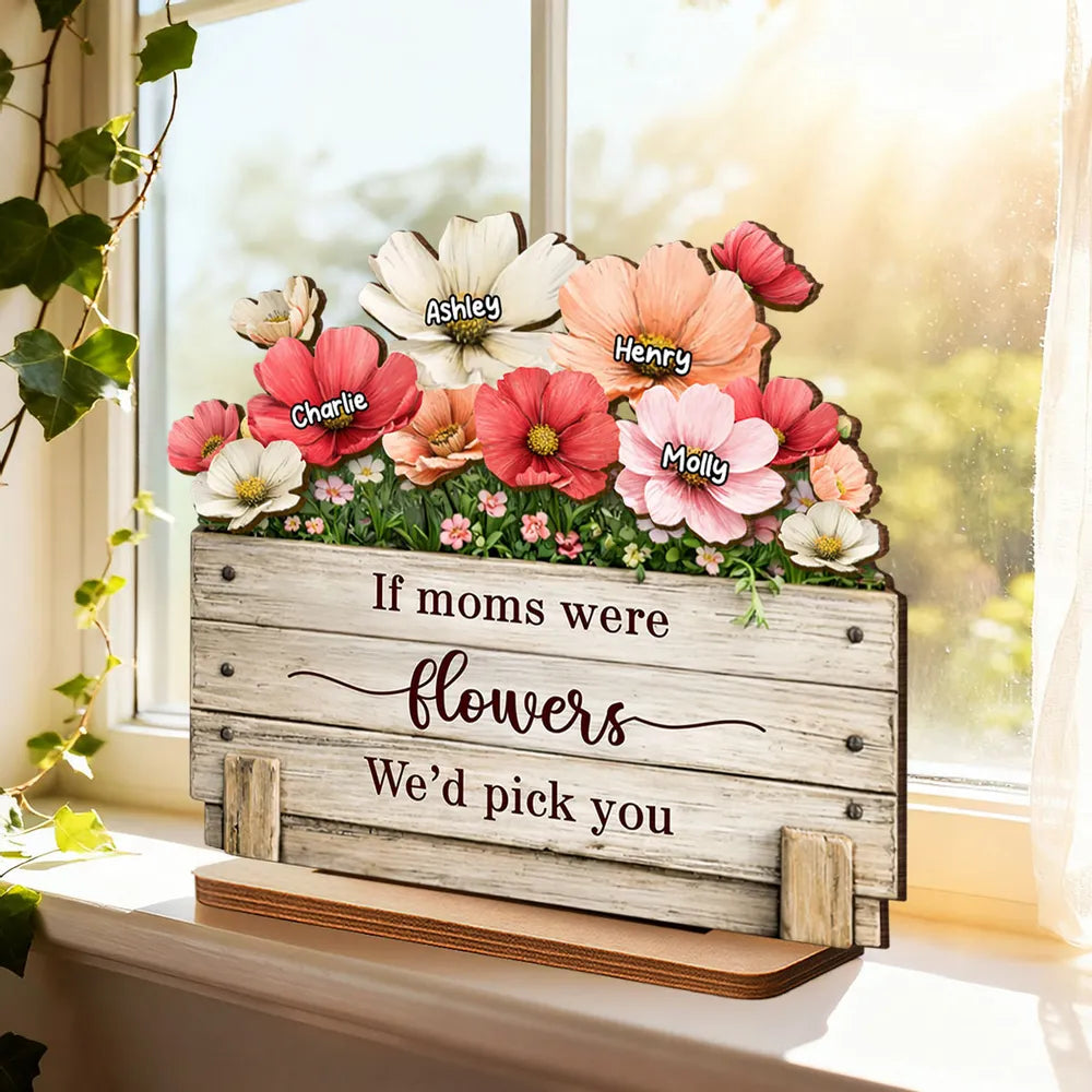 Personalized Wooden Flower Display for Moms - Sentimental Gift Plaque MagicInPrints