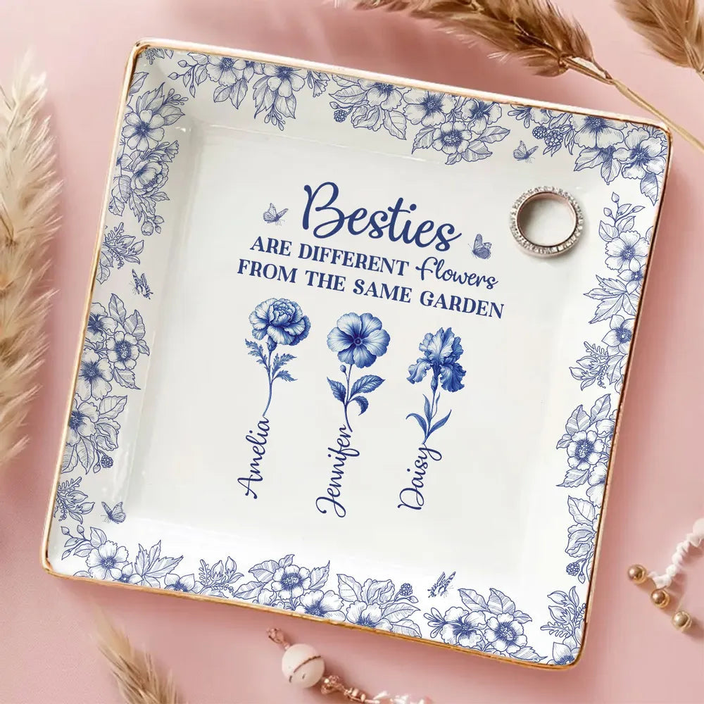 Personalized Floral Ceramic Plate for Sisters - Sentimental Gift for Family Celebrations Jewelry MagicInPrints