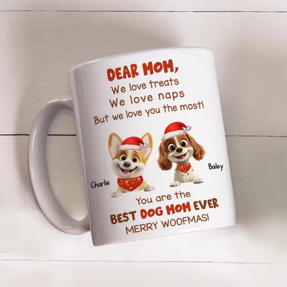 Personalized Dog Mom Christmas Mug for Mom - Festive Gift Cup MagicInPrints