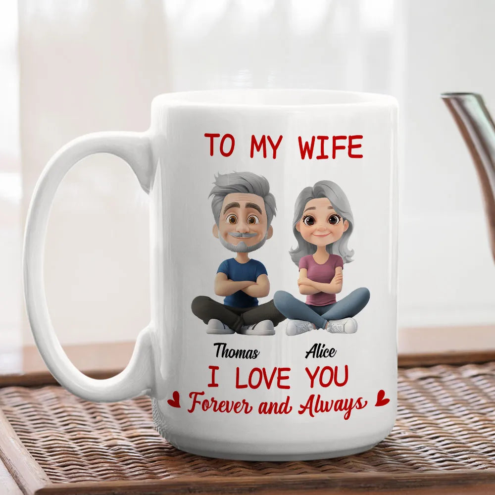 Personalized Mug for Wife with Custom Cartoon Couple - Anniversary Gift Cup MagicInPrints