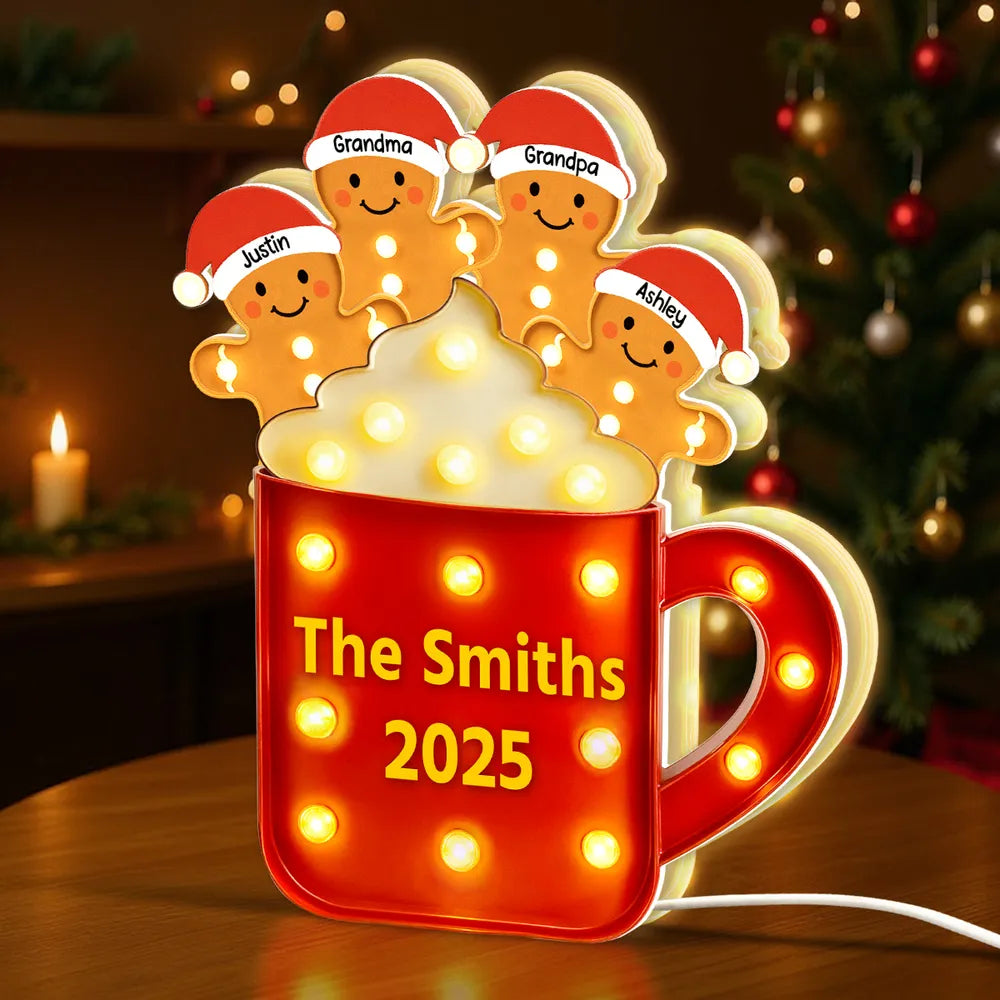 Personalized Family Christmas Light-Up Mug Sign - Festive Holiday Decor Plaque MagicInPrints