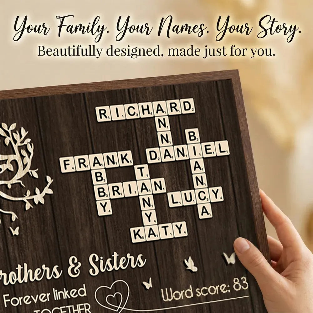 Personalized Wooden Wall Art for Family - Custom Name Crossword Design Poster or Canvas MagicInPrints
