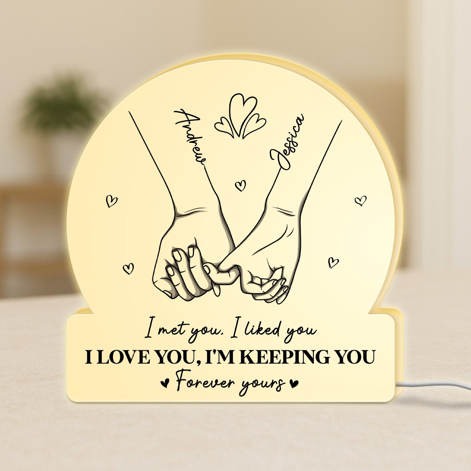 Personalized LED Night Light for Couples with Custom Names - Romantic Gift Plaque MagicInPrints