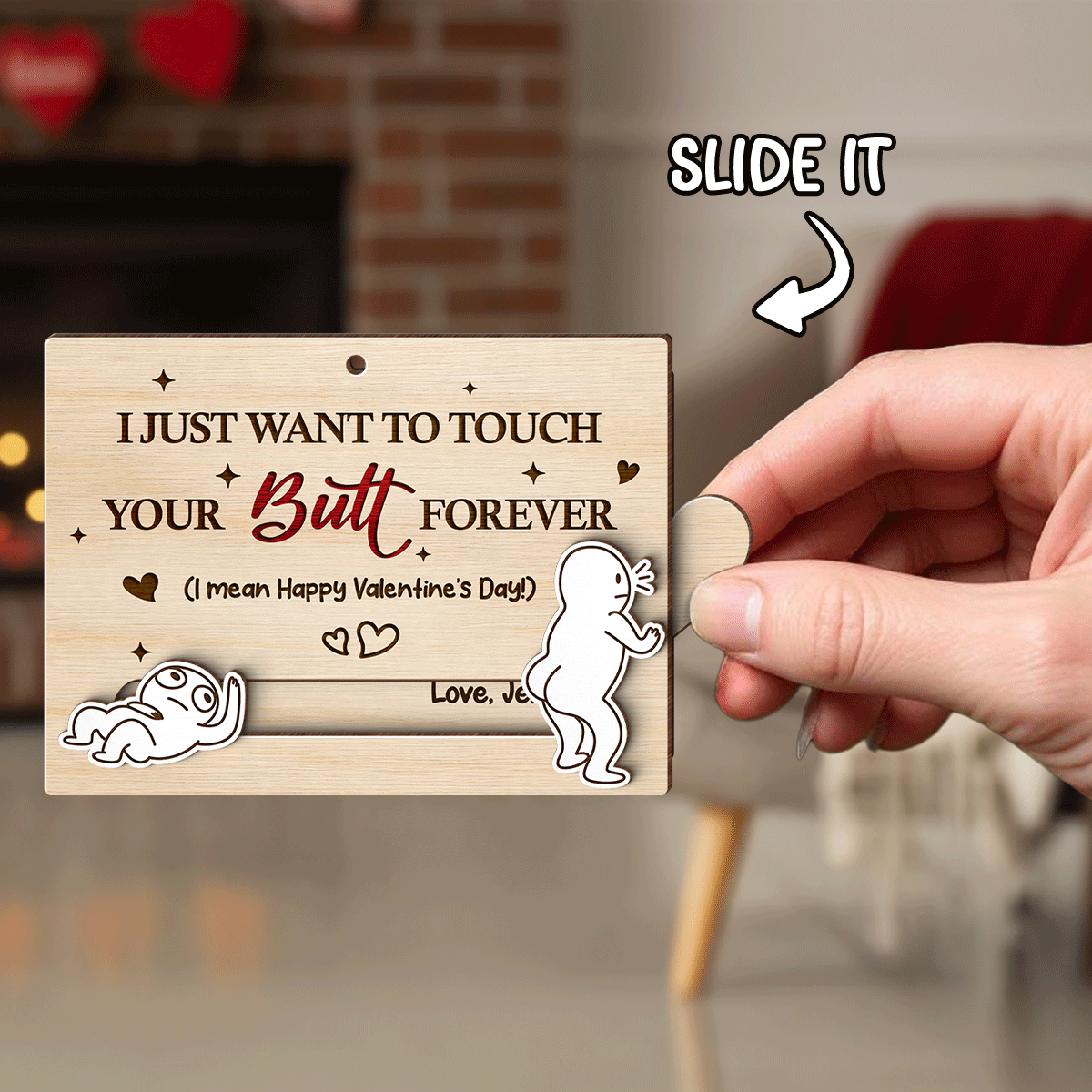Personalized Wooden Love Card for Couples - Funny Valentine's Day Gift Ornament MagicInPrints