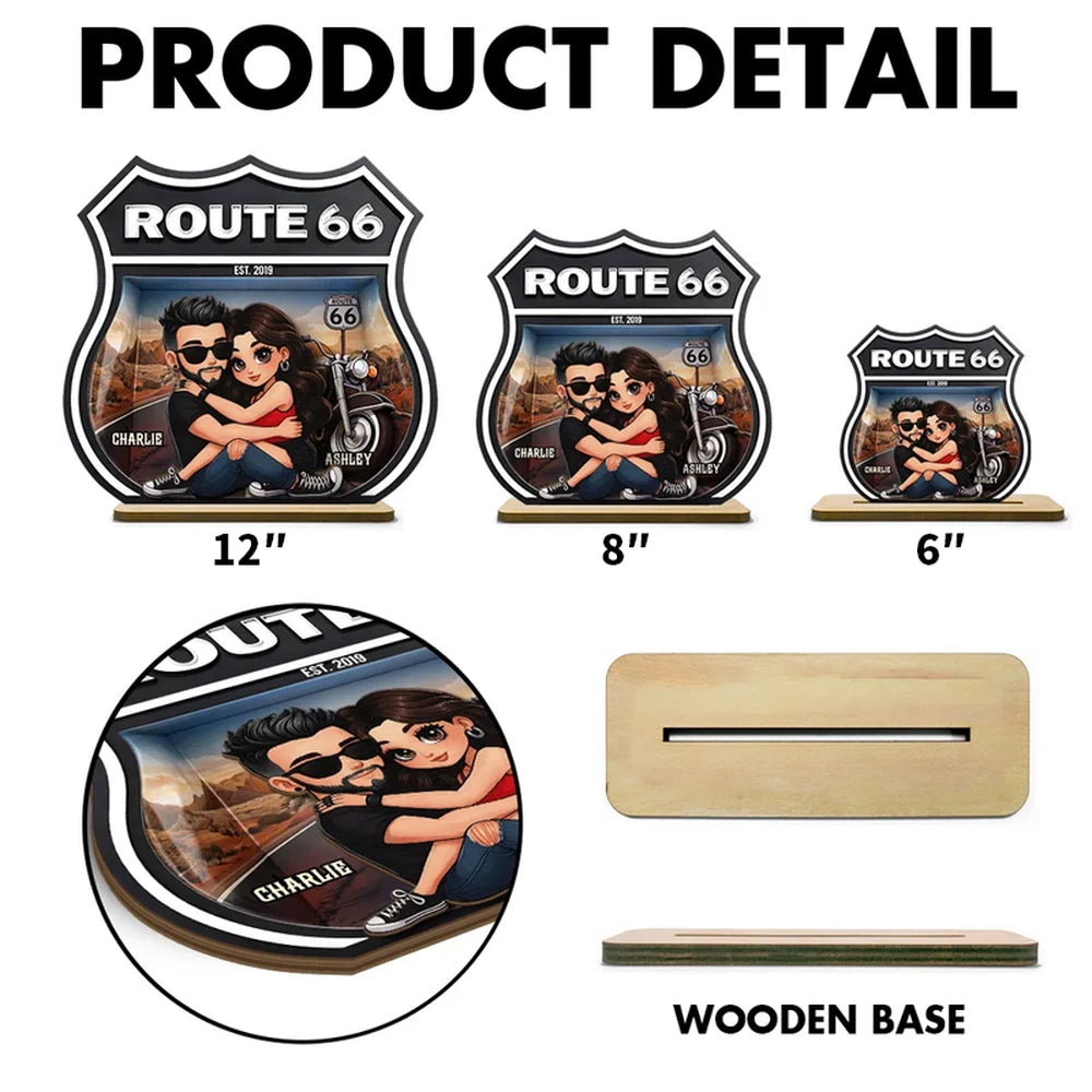 Personalized Route 66 Motorcycle Couple Sign for Bikers - Anniversary Gift Plaque MagicInPrints