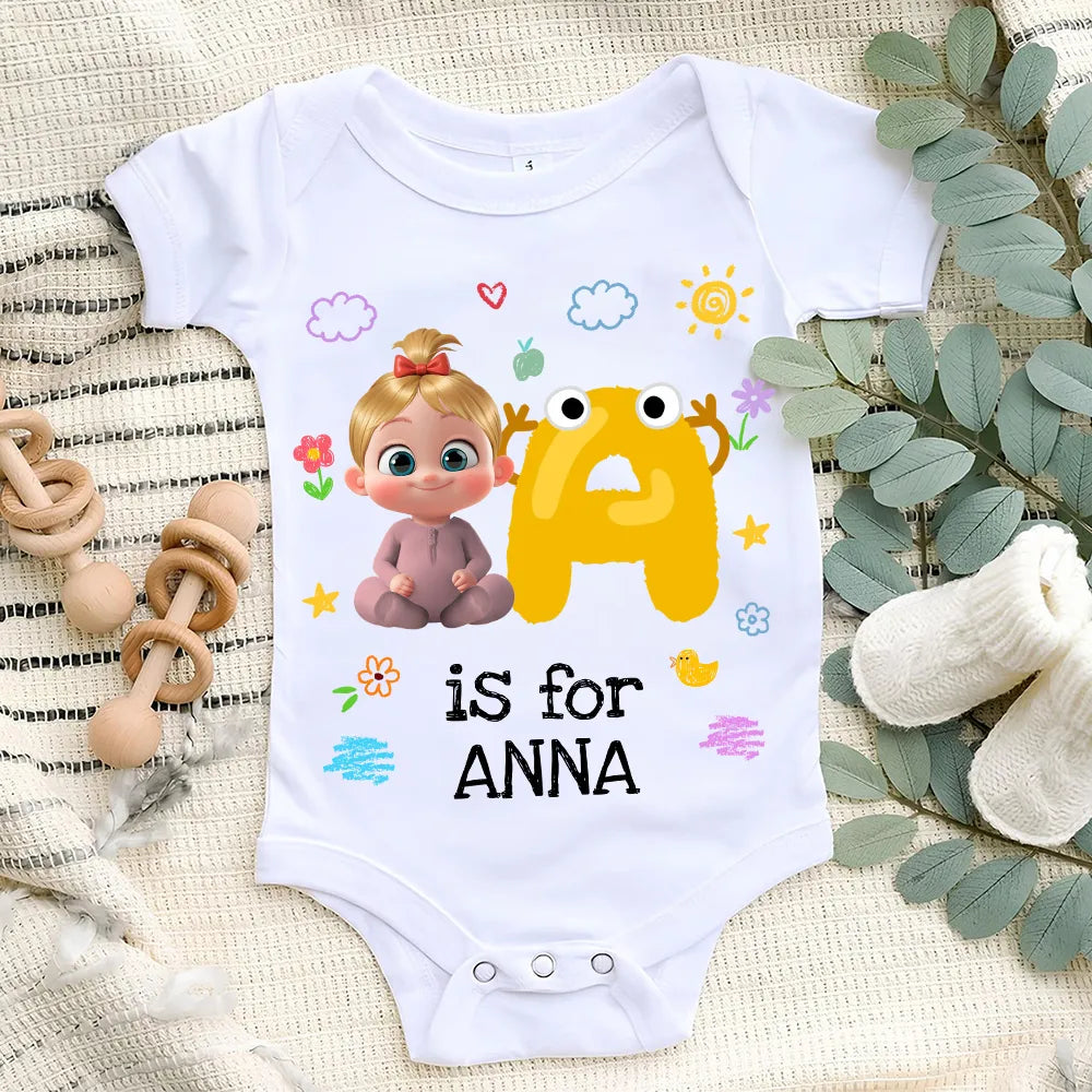 Personalized Baby Onesie for Newborns - Cute Alphabet Design Cloth MagicInPrints