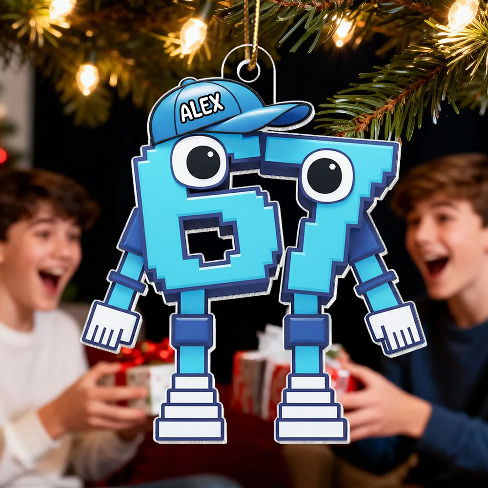 Personalized Cartoon Number Ornament for Kids - Fun Holiday Decoration Ornament MagicInPrints