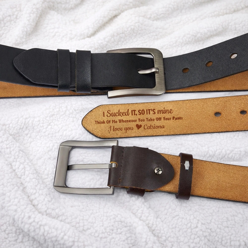 Personalized Leather Belt for Men with Engraved Message - Romantic Gift Belt MagicInPrints