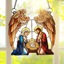 Load image into Gallery viewer, “Blessings of the Holy Family” - Personalized Suncatcher Ornament - Unique Christmas Gift for Christians, Family &amp; Friends Ornament MagicInPrints
