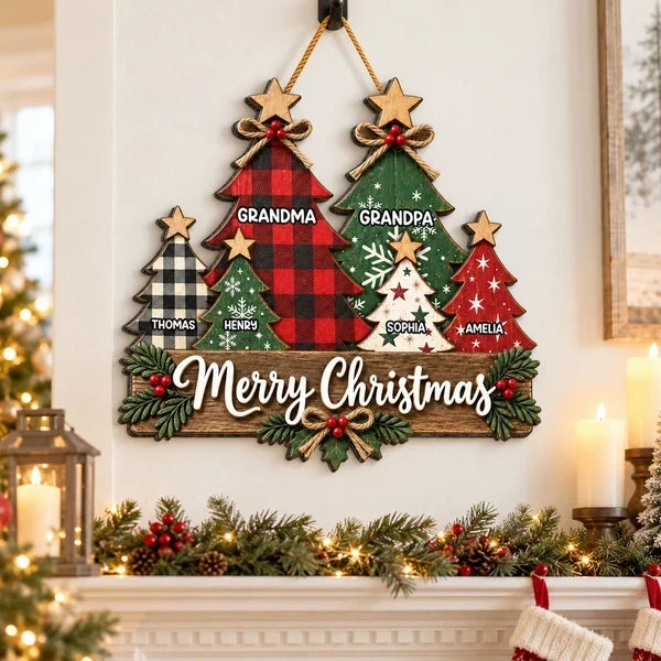 Personalized Wooden Sign for Grandma and Grandpa Christmas Gift