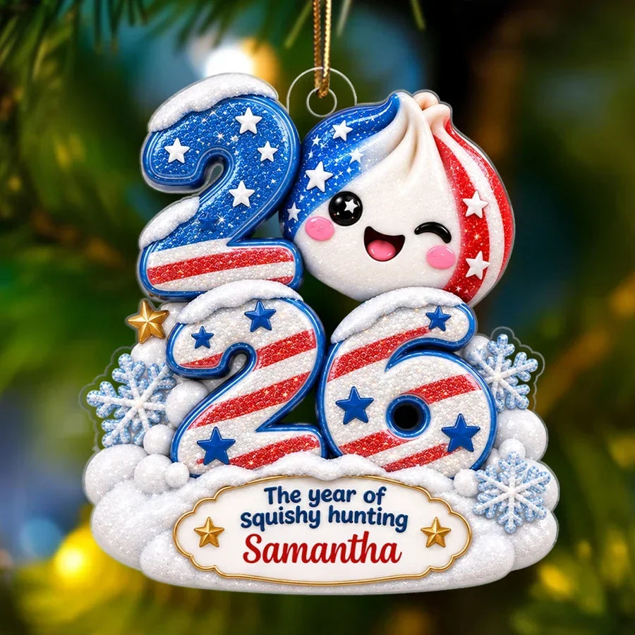 Personalized American Flag Christmas Ornament Custom Name Year Gift for Teens