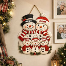 Load image into Gallery viewer, Personalized Wooden Snowman Family Sign Gift for Grandma &amp; Grandpa Christmas Decor
