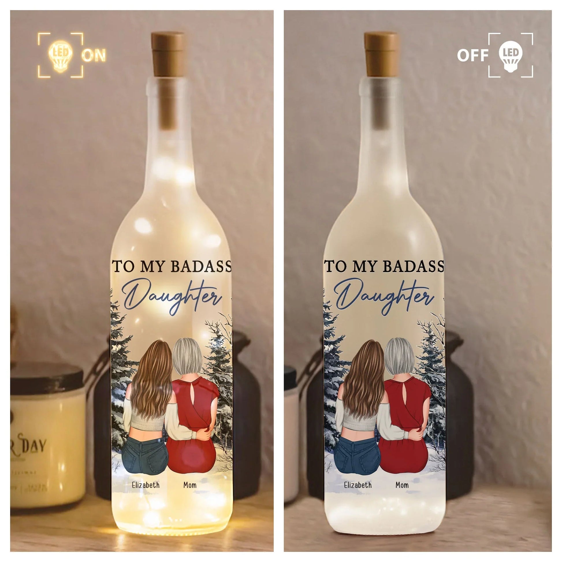Personalized LED Wine Bottle Lamp for Daughter - Sentimental Gift Lamp MagicInPrints