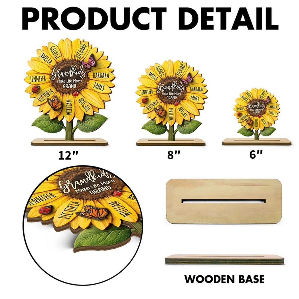 Personalized Sunflower Plaque for Grandparents with Names - Sentimental Gift for Family Plaque MagicInPrints