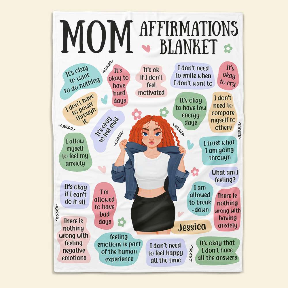 Personalized Cool Mom Affirmations Blanket Blanket PopCulturePrints