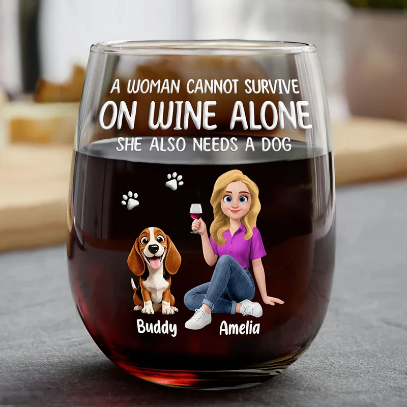 Personalized Wine Glass for Dog Lovers - Funny Gift for Women Cup MagicInPrints