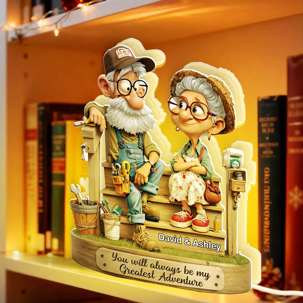 Personalized Grandparent Figurine Gift - Custom Couple LED Light - Sentimental Home Decor Plaque MagicInPrints