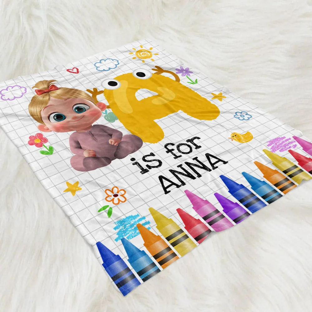 Personalized Baby Blanket for Kids with Name and Cute Cartoon Design - Perfect Nursery Decor Pillow or Blanket MagicInPrints