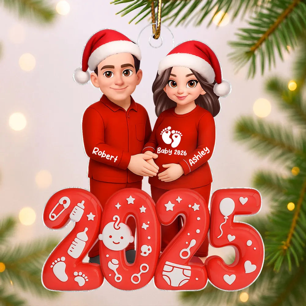 Personalized Couple Christmas Ornament for Expecting Parents - 2025 Holiday Keepsake Ornament MagicInPrints