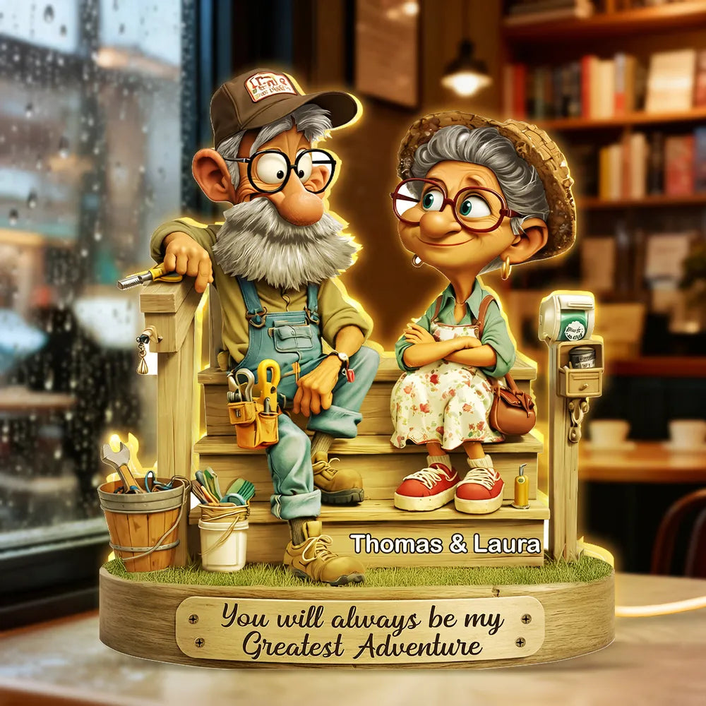 Personalized Grandparent Figurine Gift - Custom Couple LED Light - Sentimental Home Decor Plaque MagicInPrints