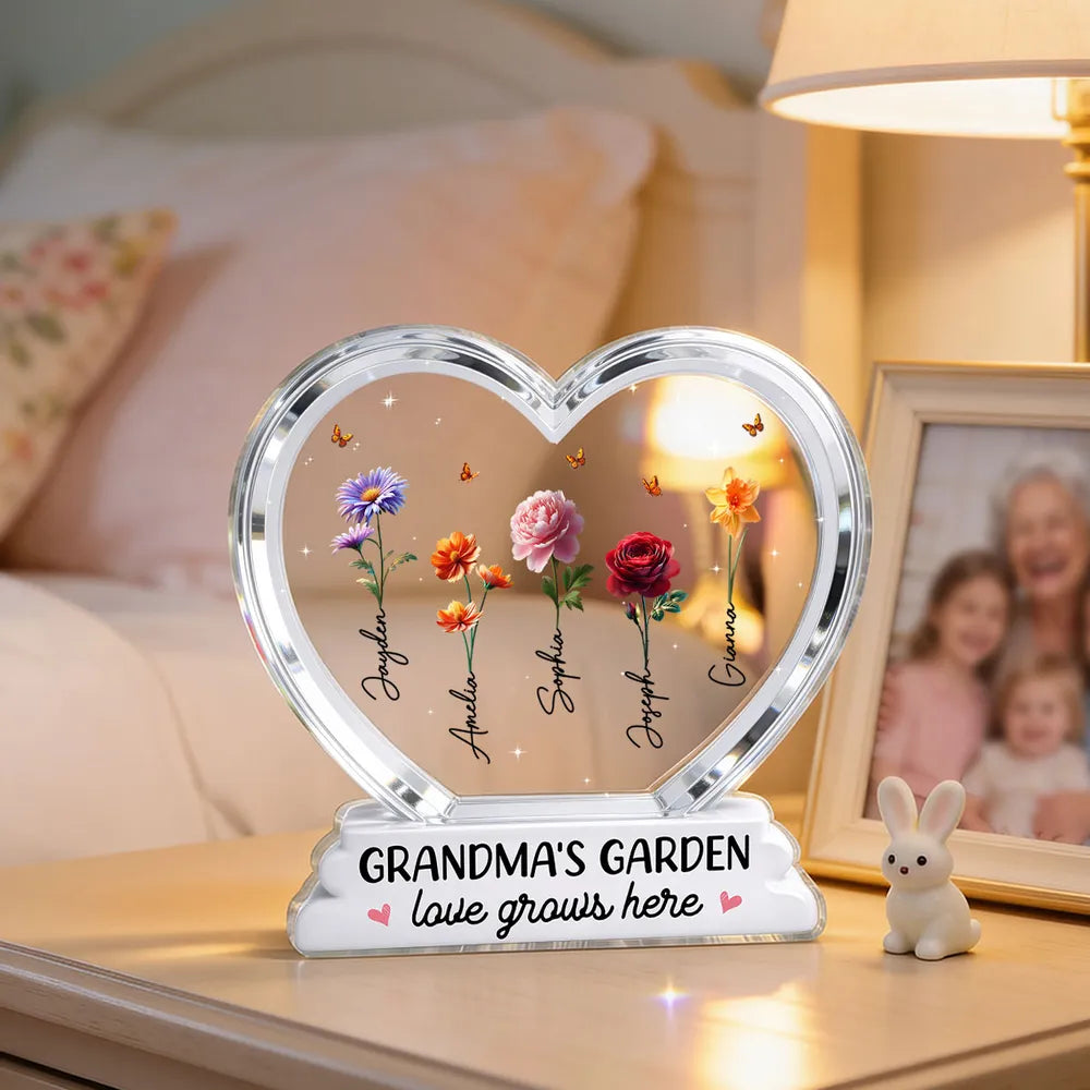 Personalized Heart-Shaped Acrylic Plaque for Grandma's Garden - Sentimental Gift Plaque MagicInPrints