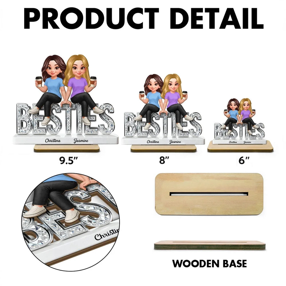 Personalized Best Friends Figurine for Women with Coffee - Friendship Gift Plaque MagicInPrints