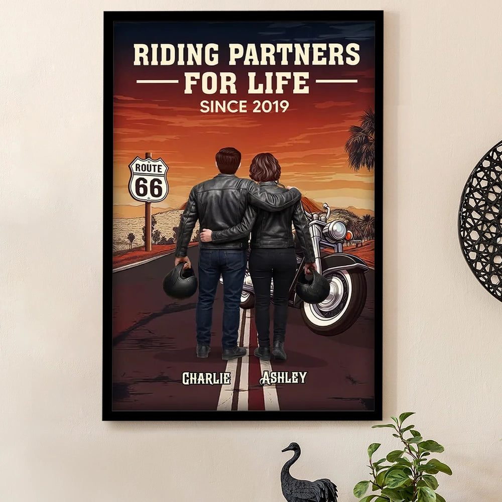 Personalized Motorcycle Couple Poster for Bikers - Anniversary Gift Poster or Canvas MagicInPrints