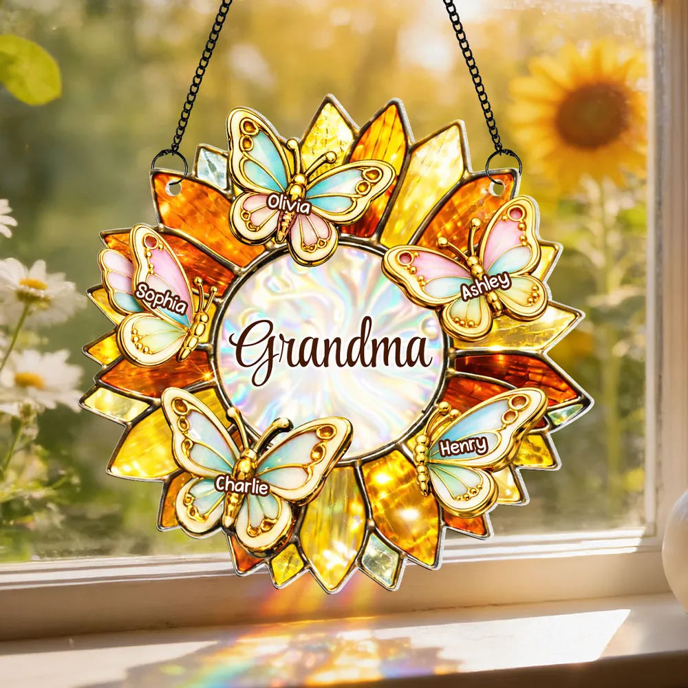 Personalized Butterfly Sun Catcher for Grandma - Custom Names Gift Ornament MagicInPrints