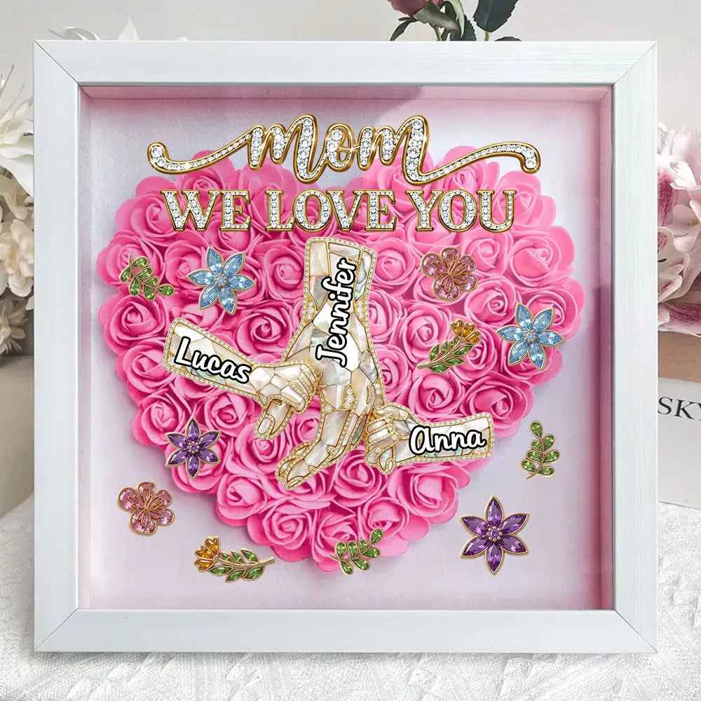 Personalized Shadow Box for Mom with Custom Names and Floral Design - Mother's Day Gift Plaque MagicInPrints