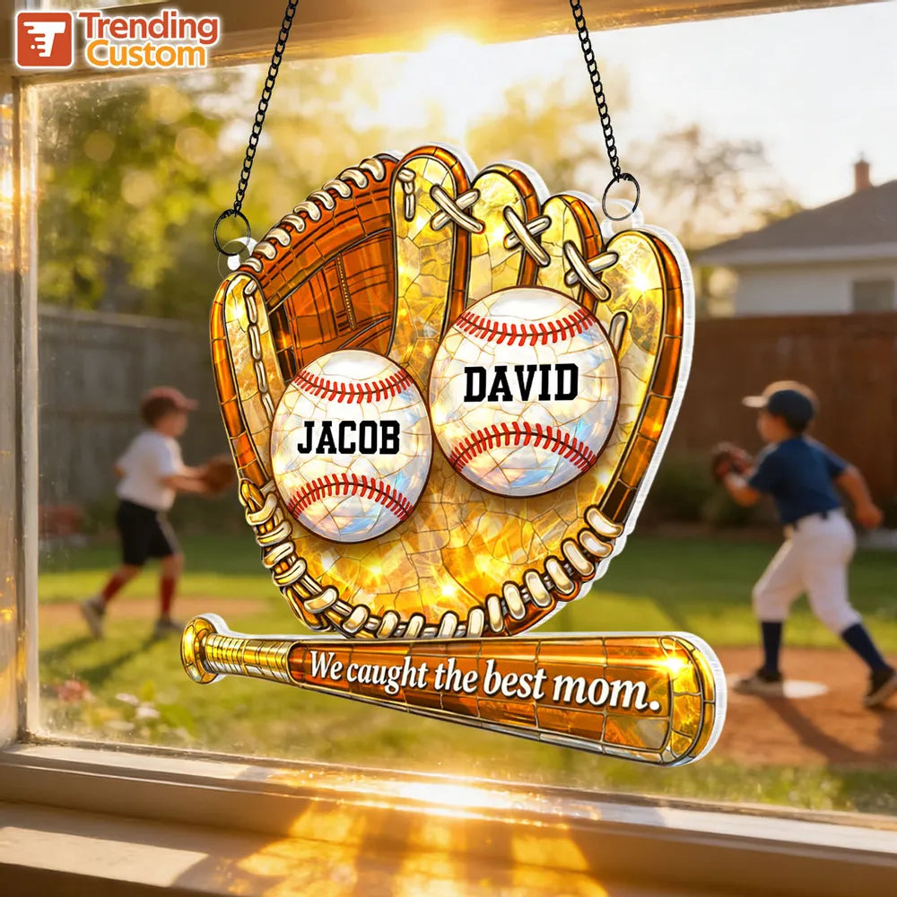 Personalized Baseball Mom Suncatcher Gift - Mother's Day Keepsake Ornament MagicInPrints