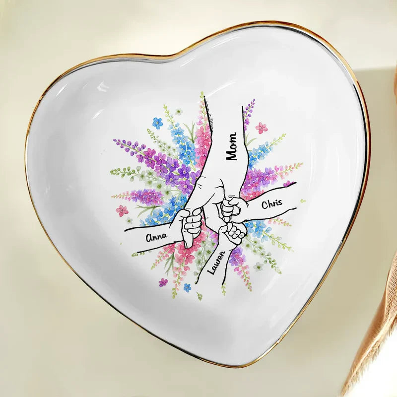 Personalized Ceramic Jewelry Dish for Mothers with Floral Design - Mother's Day Gift Jewelry MagicInPrints
