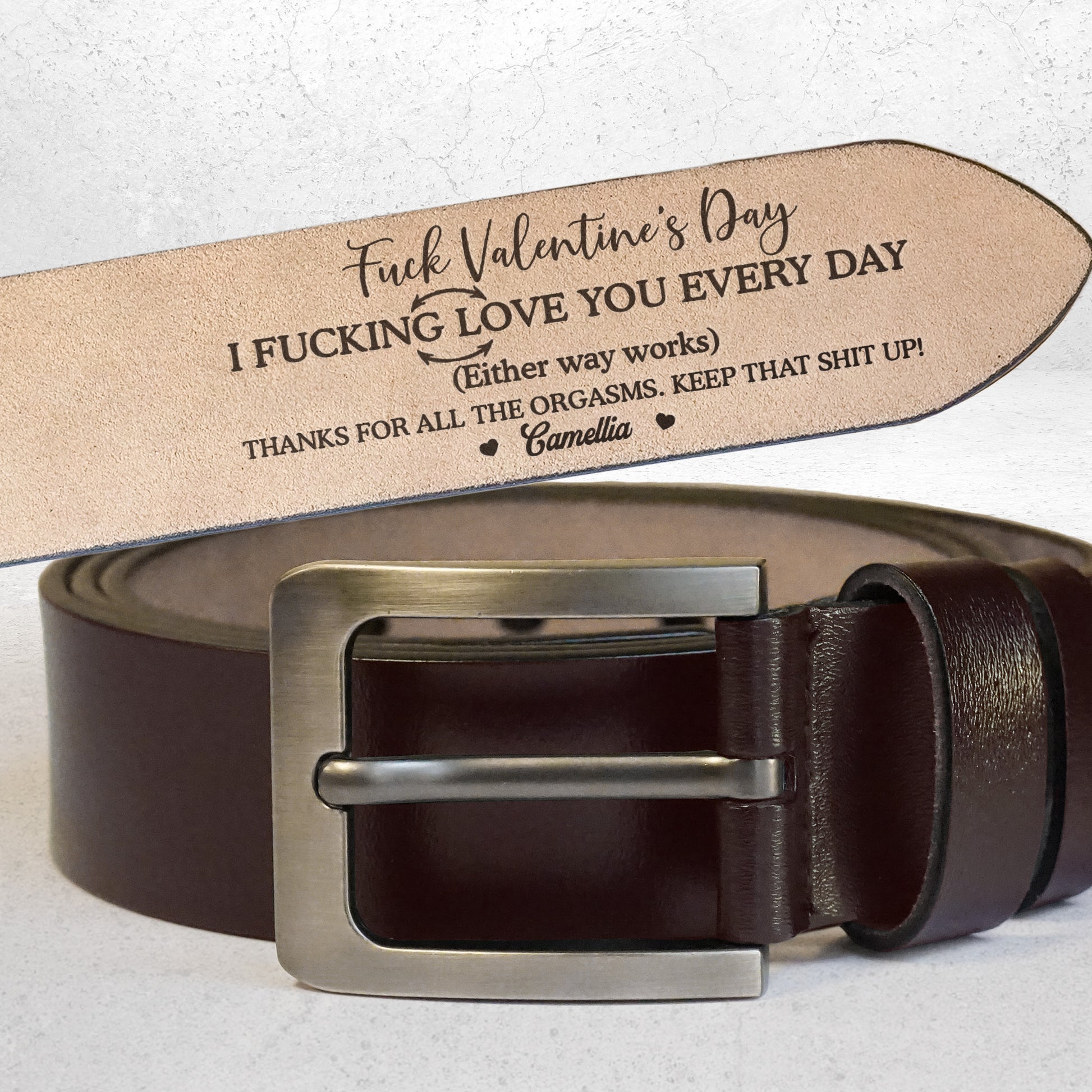 Personalized Leather Belt for Adults - Funny Engraved Gift for Valentine's Day Belt MagicInPrints