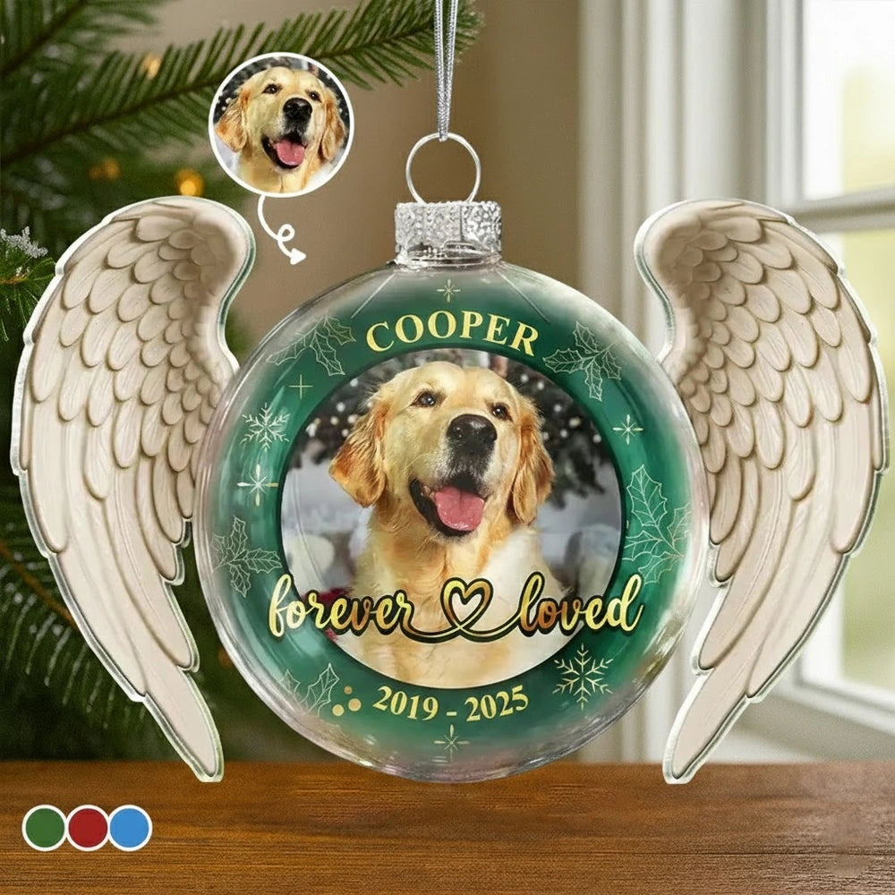 Personalized Pet Memorial Ornament with Angel Wings - Cherished Pet Remembrance Ornament MagicInPrints