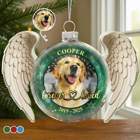 Personalized Pet Memorial Ornament with Angel Wings - Cherished Pet Remembrance Ornament MagicInPrints