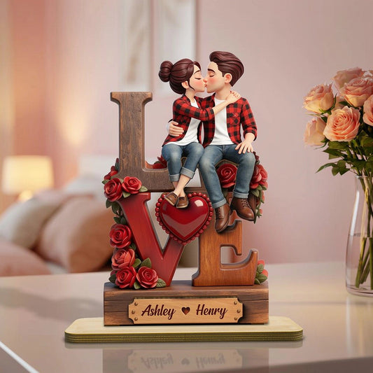 Personalized Couple Figurine Love Sculpture for Anniversary Gift - Romantic Home Decor Plaque MagicInPrints