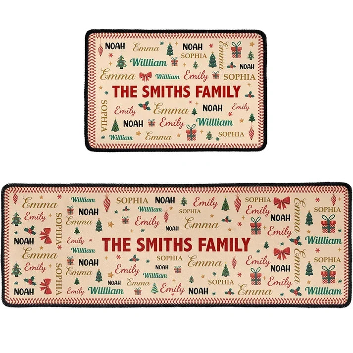 Personalized Christmas Doormat Unique Family Gift Entryway Decor