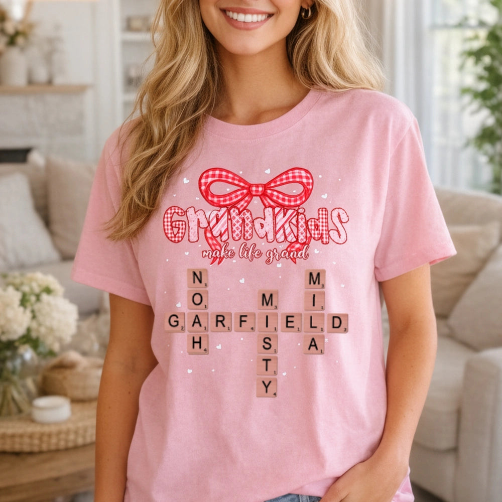 Personalized Grandkids Crossword T-Shirt for Grandparents - Sentimental Gift Cloth MagicInPrints
