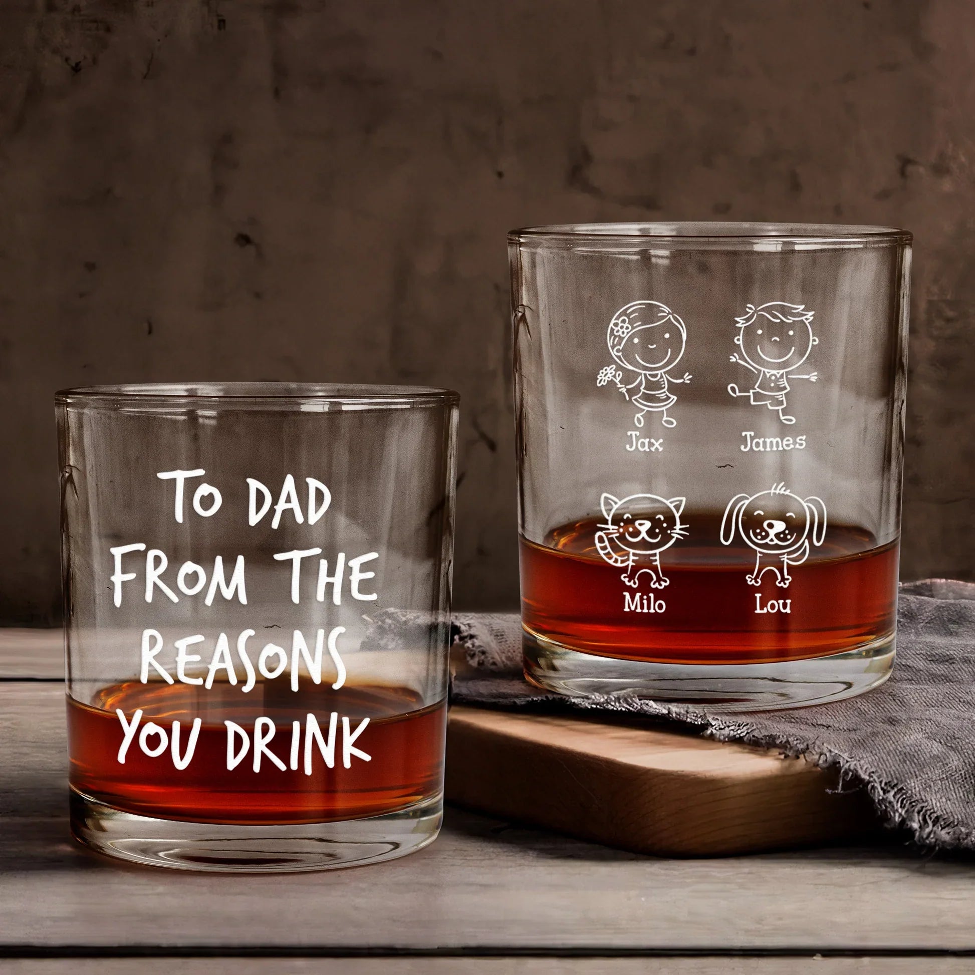 Personalized Dad Whiskey Glasses with Funny Message - Father's Day Gift Cup MagicInPrints