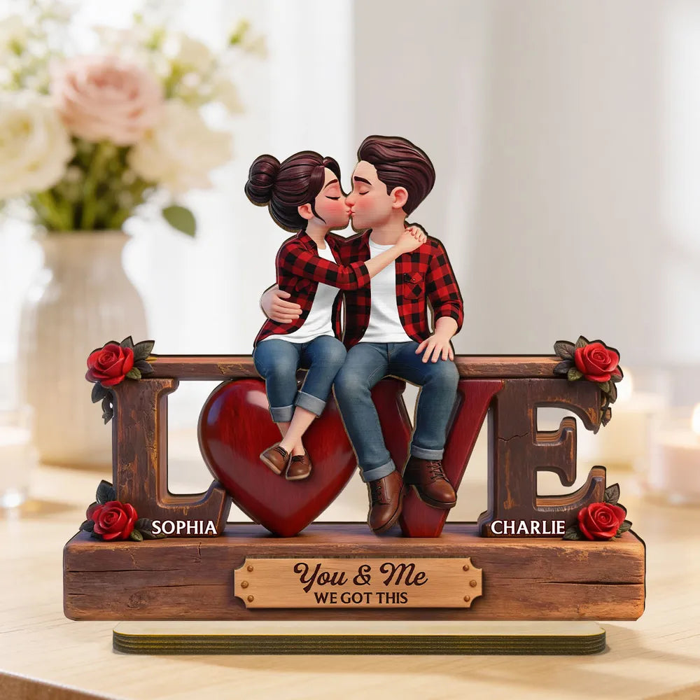 Personalized Couple Figurine Love Sculpture for Romantic Gift - Anniversary or Valentine's Day Plaque MagicInPrints