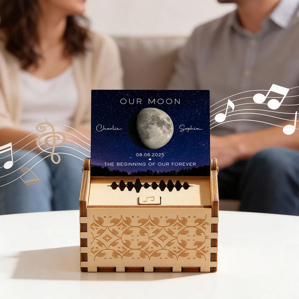 Personalized Moon Phase Music Box for Couples - Anniversary Gift Plaque MagicInPrints